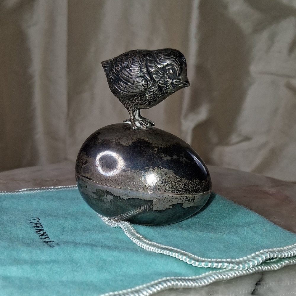 Tiffany & Co. Sterling Silver Egg & Chick Trinket Box